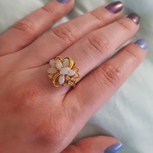 Opal Cluster Gold Plated Ring